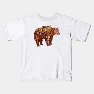 Bear with a Cub Artistic Design in Color Kids T-Shirt